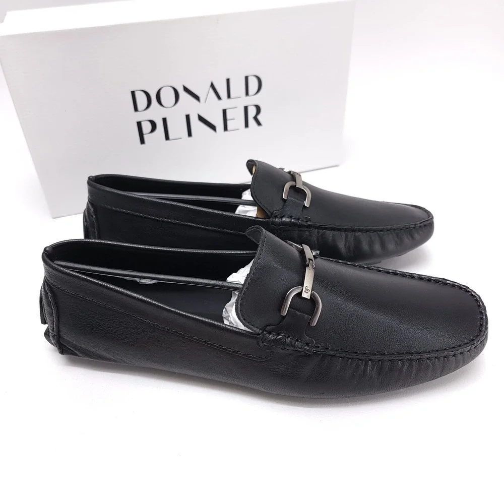 NEW Donald Pliner Victor GW Size 13 M Leather‎ Black Driving Shoes Moccasins